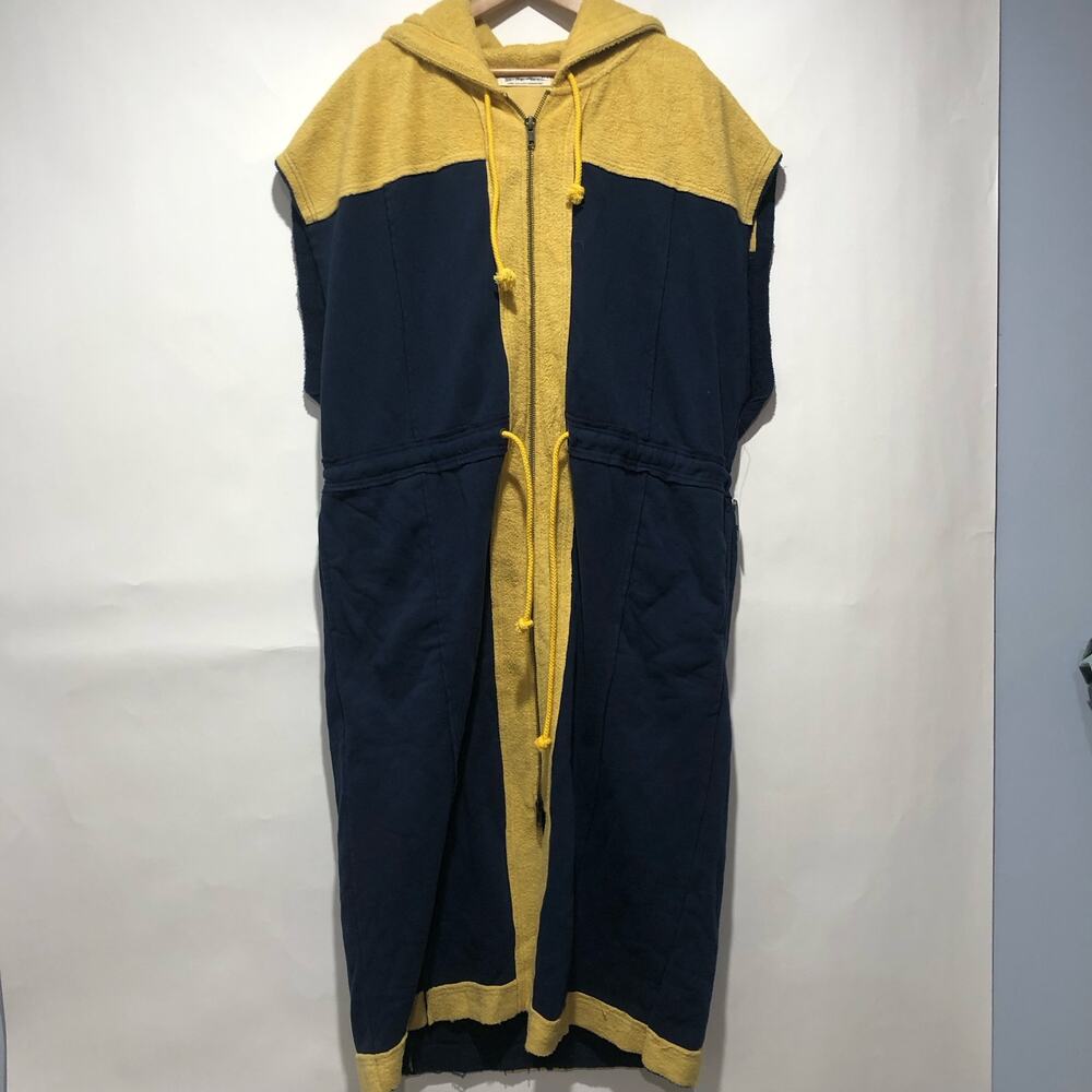 NWT We The Free People Soft Maxi Blue Vest Hood Zip Tie Hoodie Sweatshirt Sz L - Picture 3 of 10